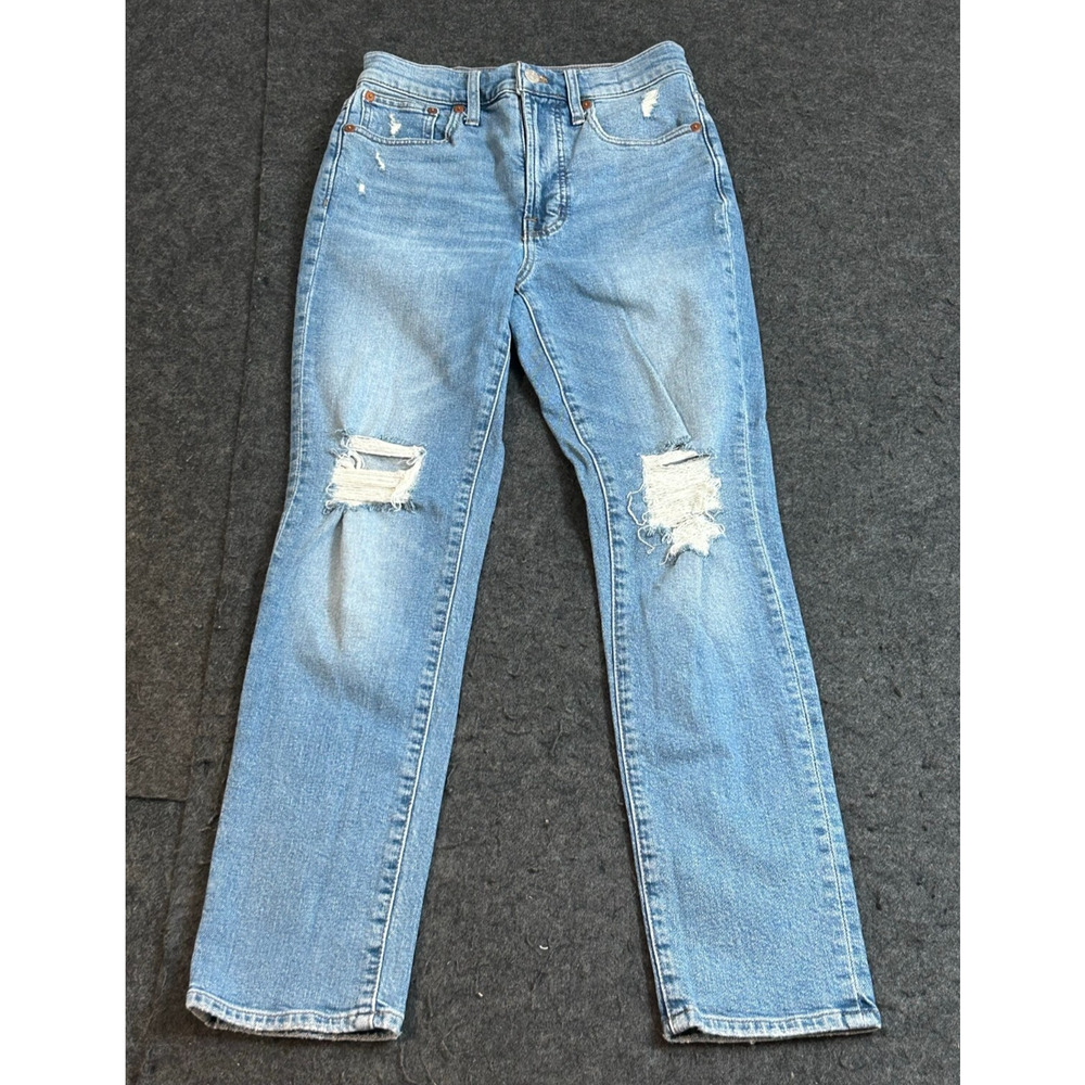 Madewell Women's Medium Wash Perfect‎ Vintage Straight Denim Distressed Jeans 24